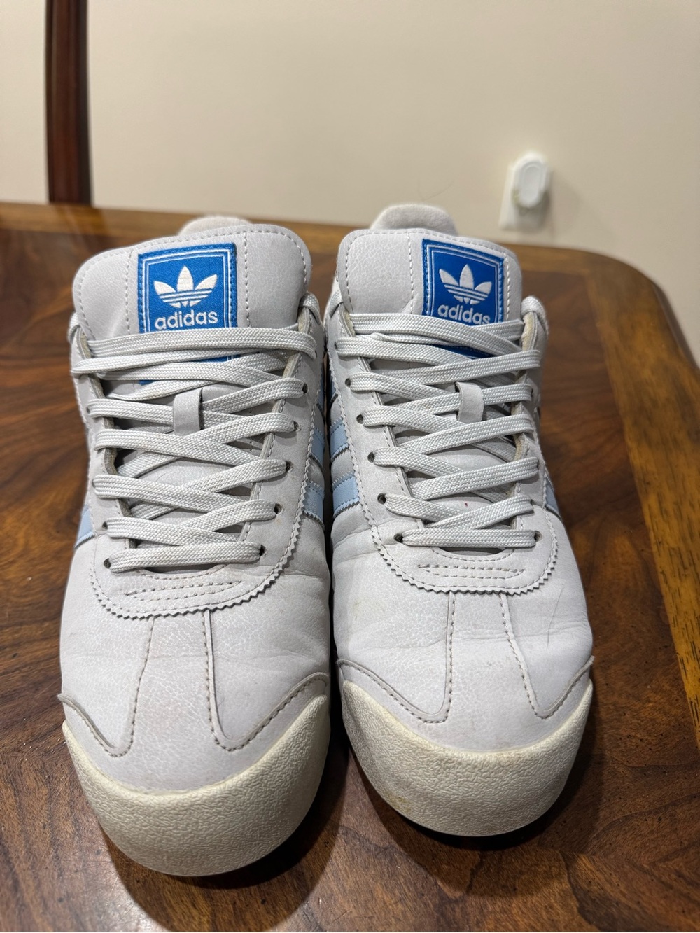 adidas women Light Gray Sneakers with Blue Logo Panels
